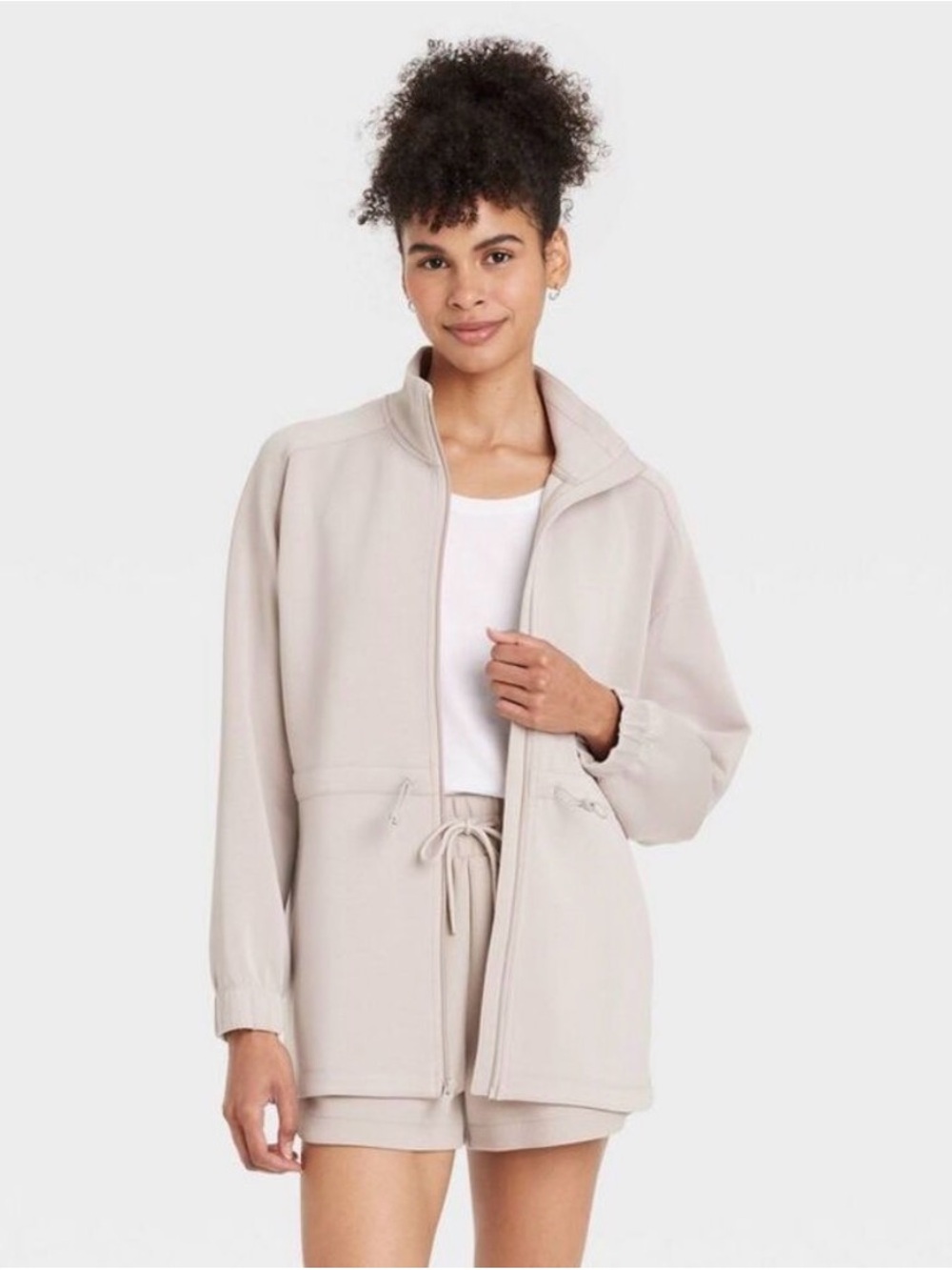 All In Motion Women’s Airy Sleek Full Zip Jacket Light Taupe Size M